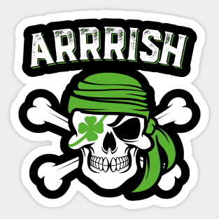 Arrish Irish Pirate Funny St Patricks Day Sticker